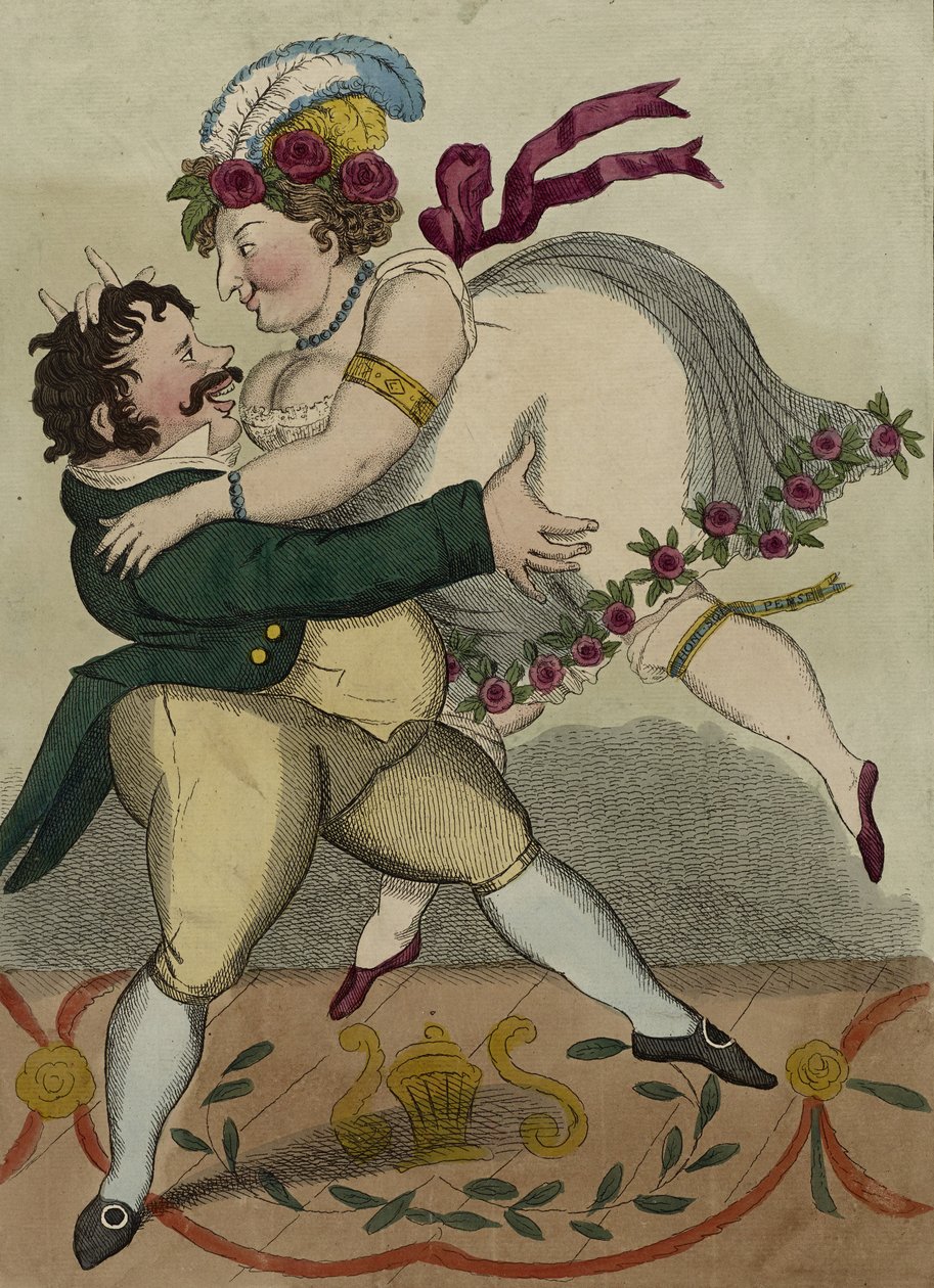 Nowy walc niemiecki, ok.1818 w. (akwaforta ręcznie kolorowana) autorstwa Simon Hehl