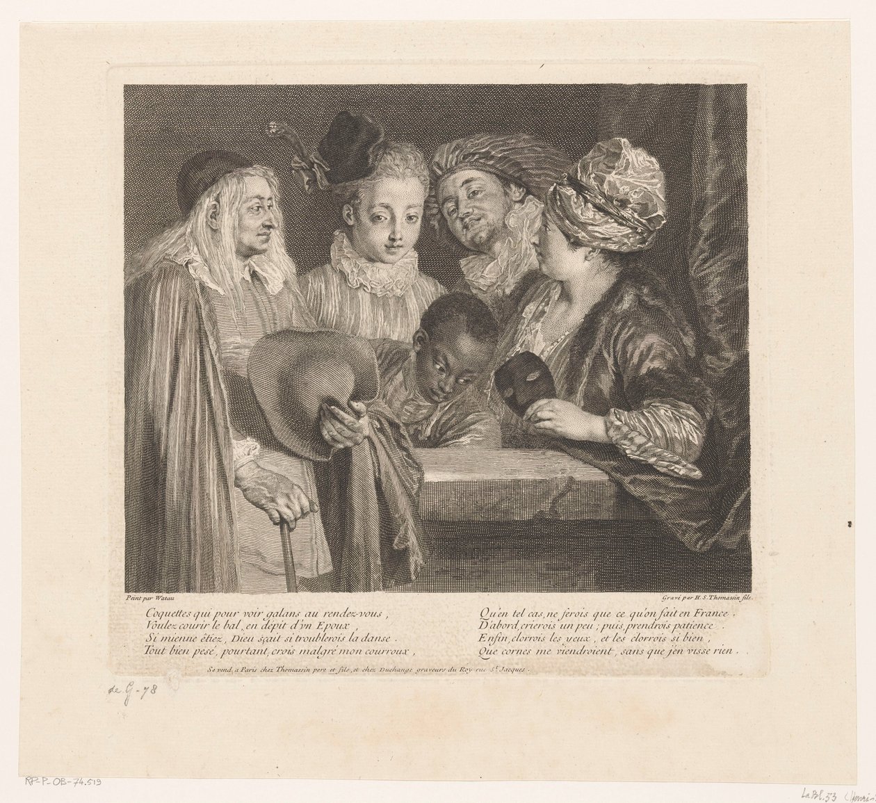 Gezelschap van vijf aktorzy bij een parapet Kokietki Praca Antoine Watteau (tytuł serii) Dzieło Antoine