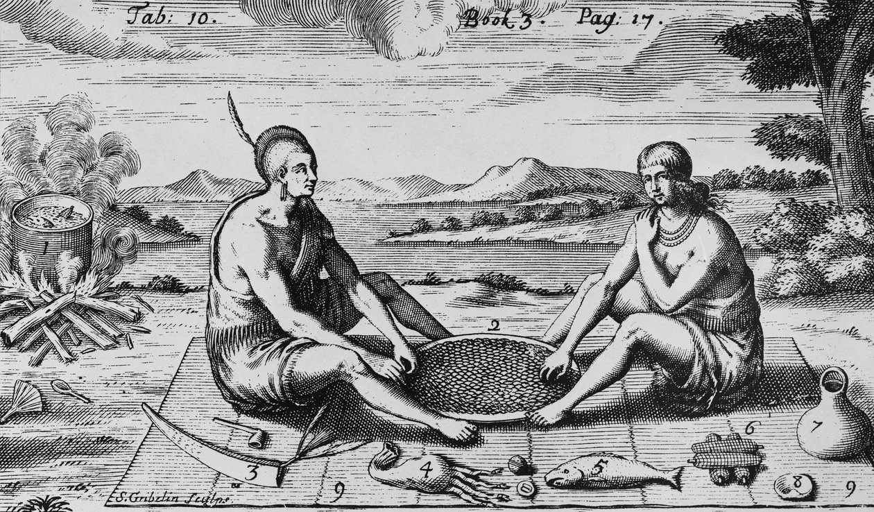 Mężczyzna i jego żona na obiedzie, 1705 autorstwa Simon II Gribelin