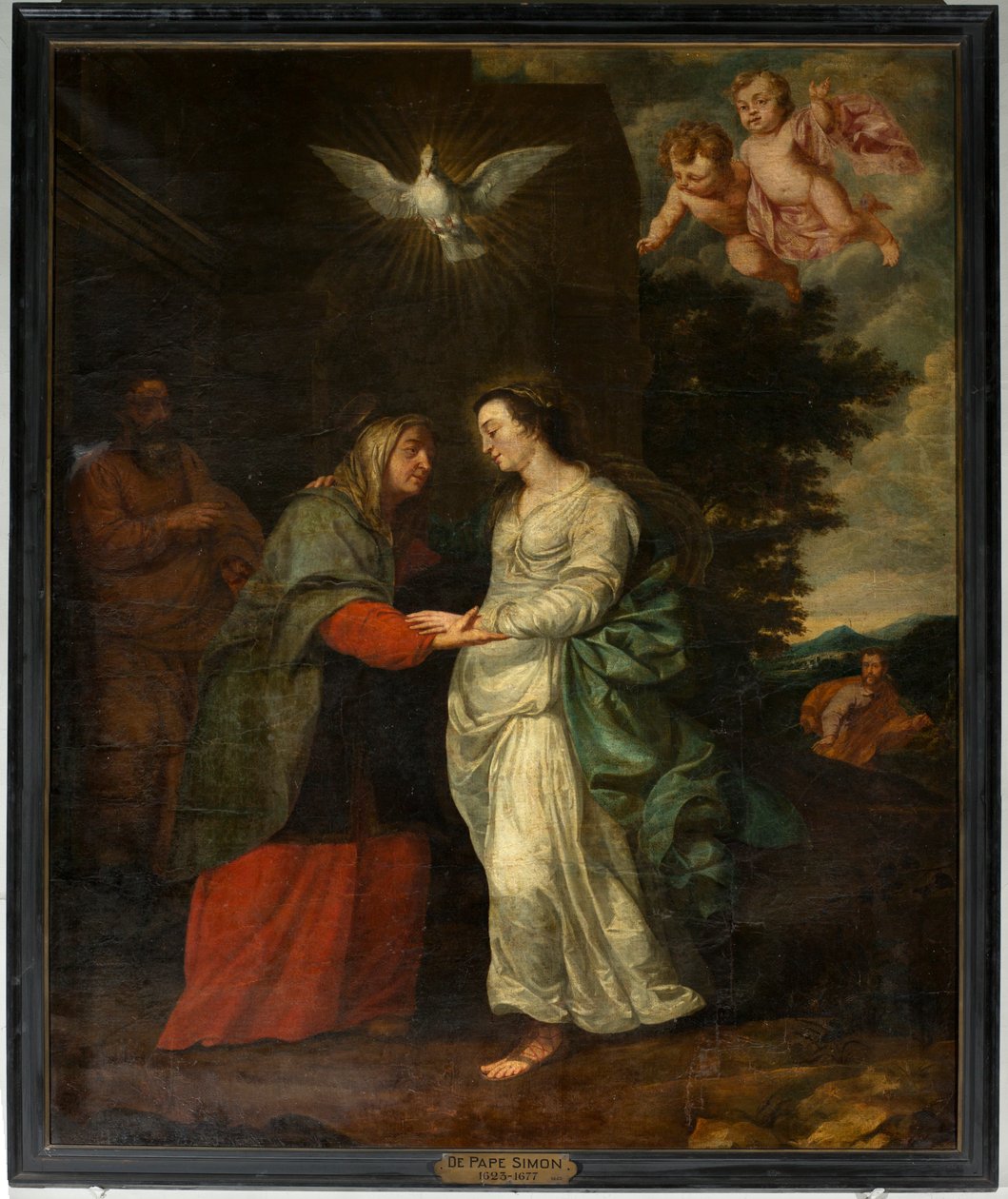 Kościół parafialny (Parochiekerk Sint-Eligius). Obraz. „Maryja odwiedzająca Elżbietę”. Szymona De Pape. XVII wiek. autorstwa Simon II de Pape