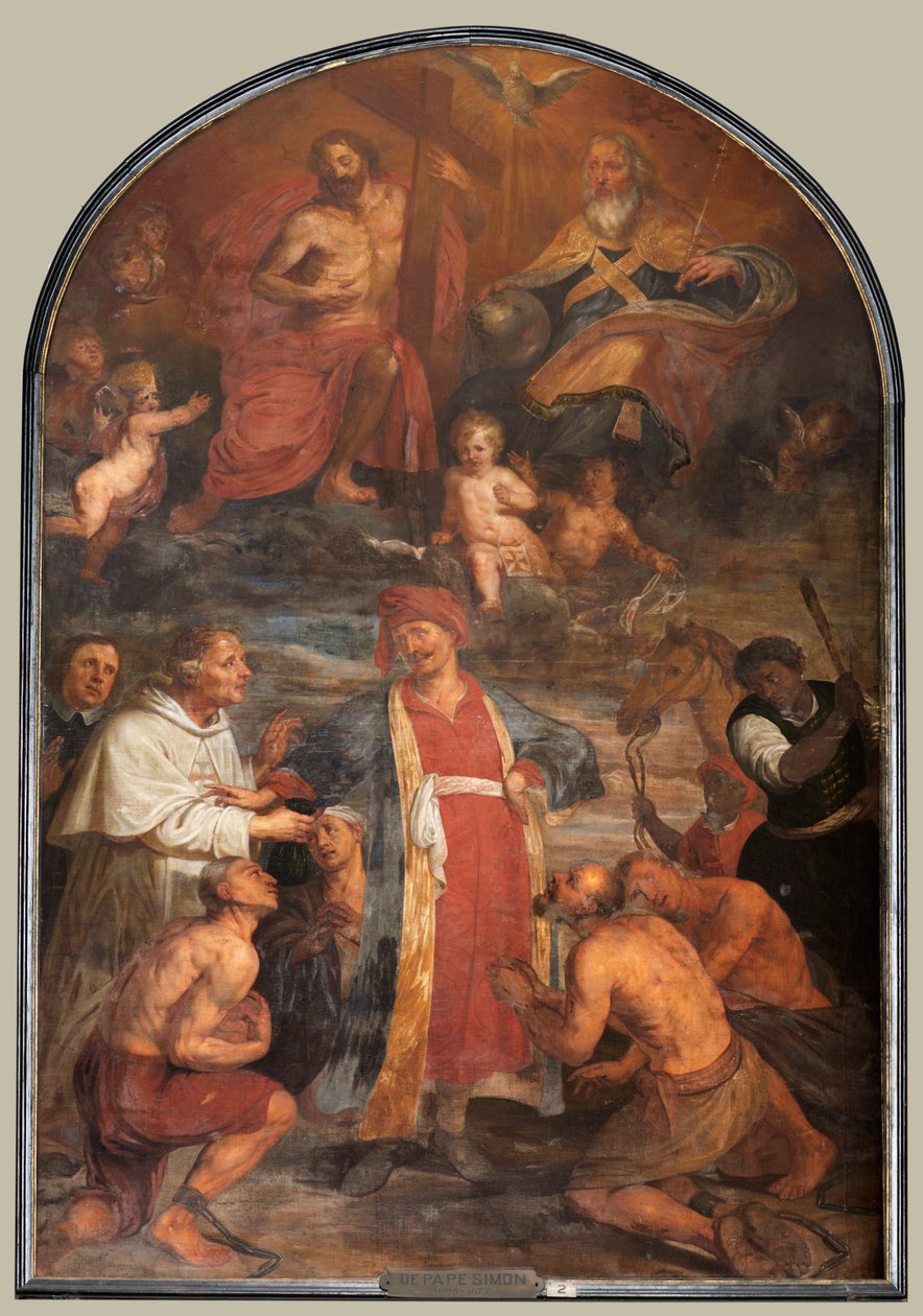 Kościół parafialny (Sint-Walburgakerk). Malarstwo, tryptyk. Szymon De Pape (?). Odkupienie chrześcijańskich niewolników Turkom. autorstwa Simon II de Pape