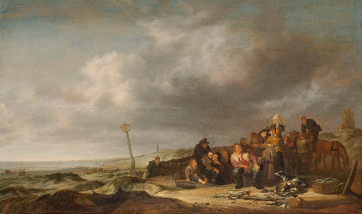 Plaża z rybakami autorstwa Simon Jacobsz. Vlieger