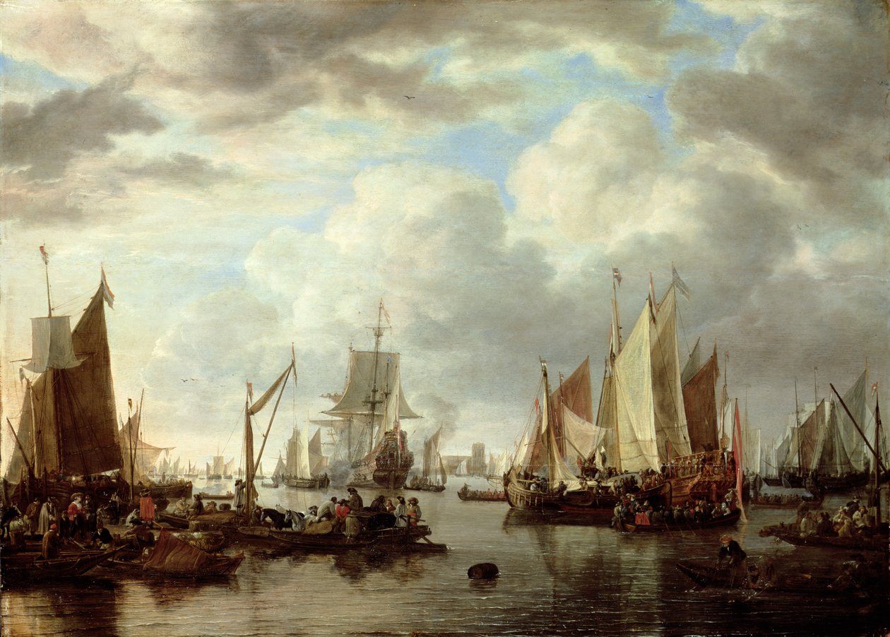 Wysyłka przed Dordrecht, 1651 autorstwa Simon de Vlieger