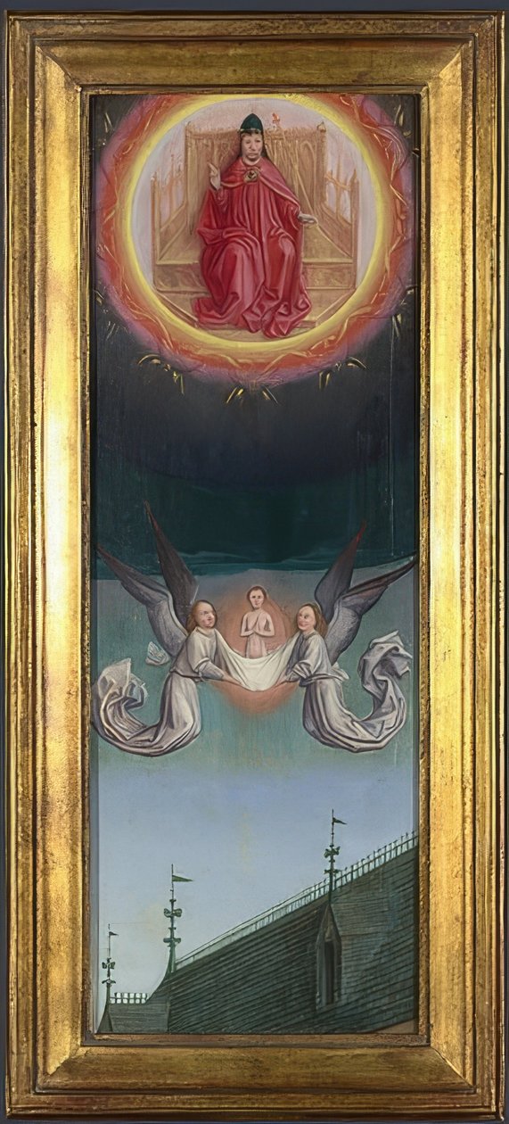 Dusza św. Bertina zostaje zabrana do nieba (ołtarz z opactwa św. Bertyna). Około 1459 autorstwa Simon Marmion