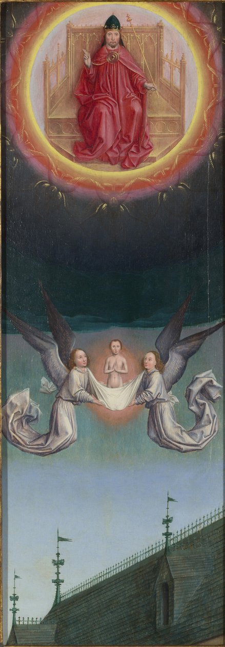 Dusza św. Bertyna zaniesiona do Boga z ołtarza św. Bertyna, ok. 1459 autorstwa Simon Marmion