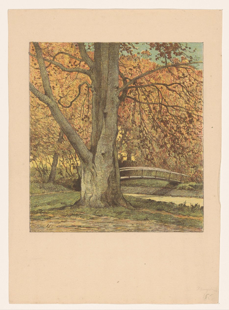 Drzewo nad strumieniem jesienią autorstwa Simon Moulijn (attributed to)