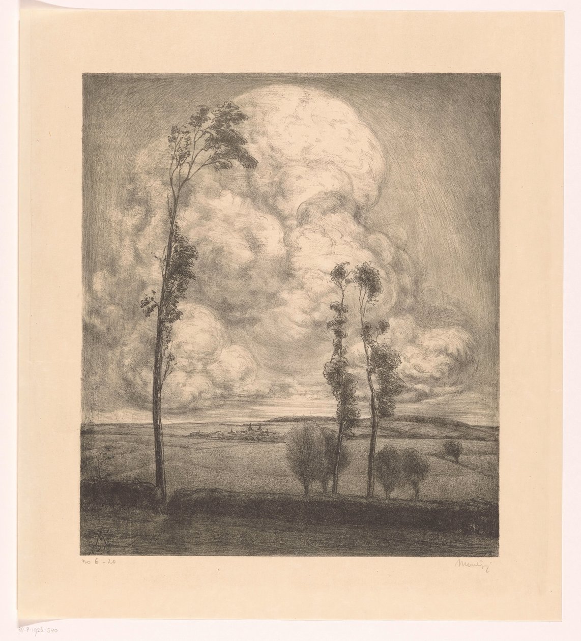 Chmury nad toczącym się krajobrazem autorstwa Simon Moulijn (signed by artist)