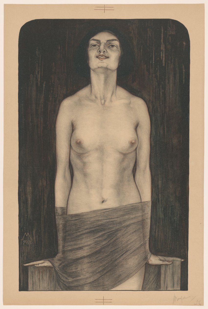 Stojąca kobieta z nagą górną częścią ciała Wampir (Salomé) (tytuł oryginalny) autorstwa Simon Moulijn