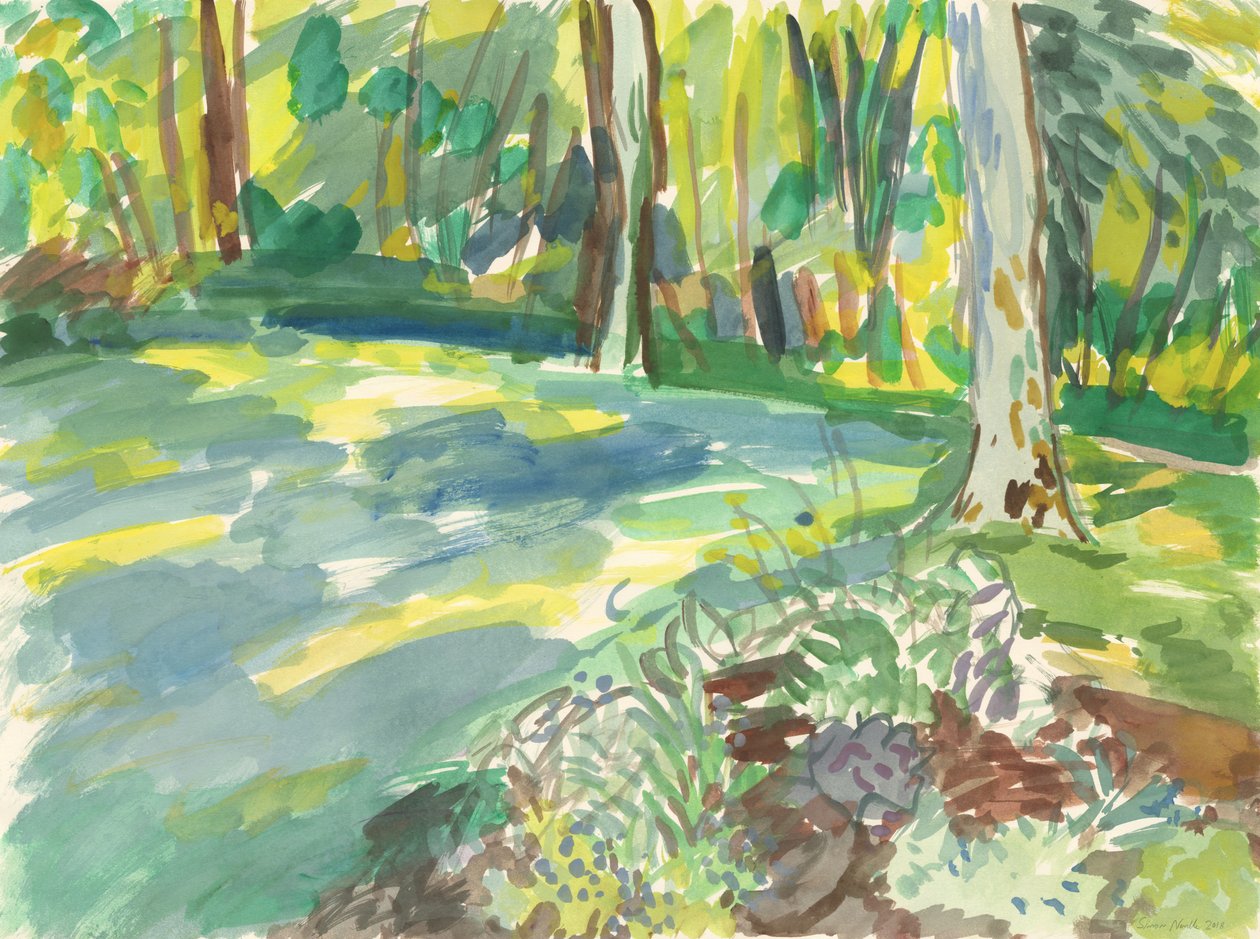 Ogród i mokradła, 2018 (akwarela na papierze) autorstwa Simon Neville