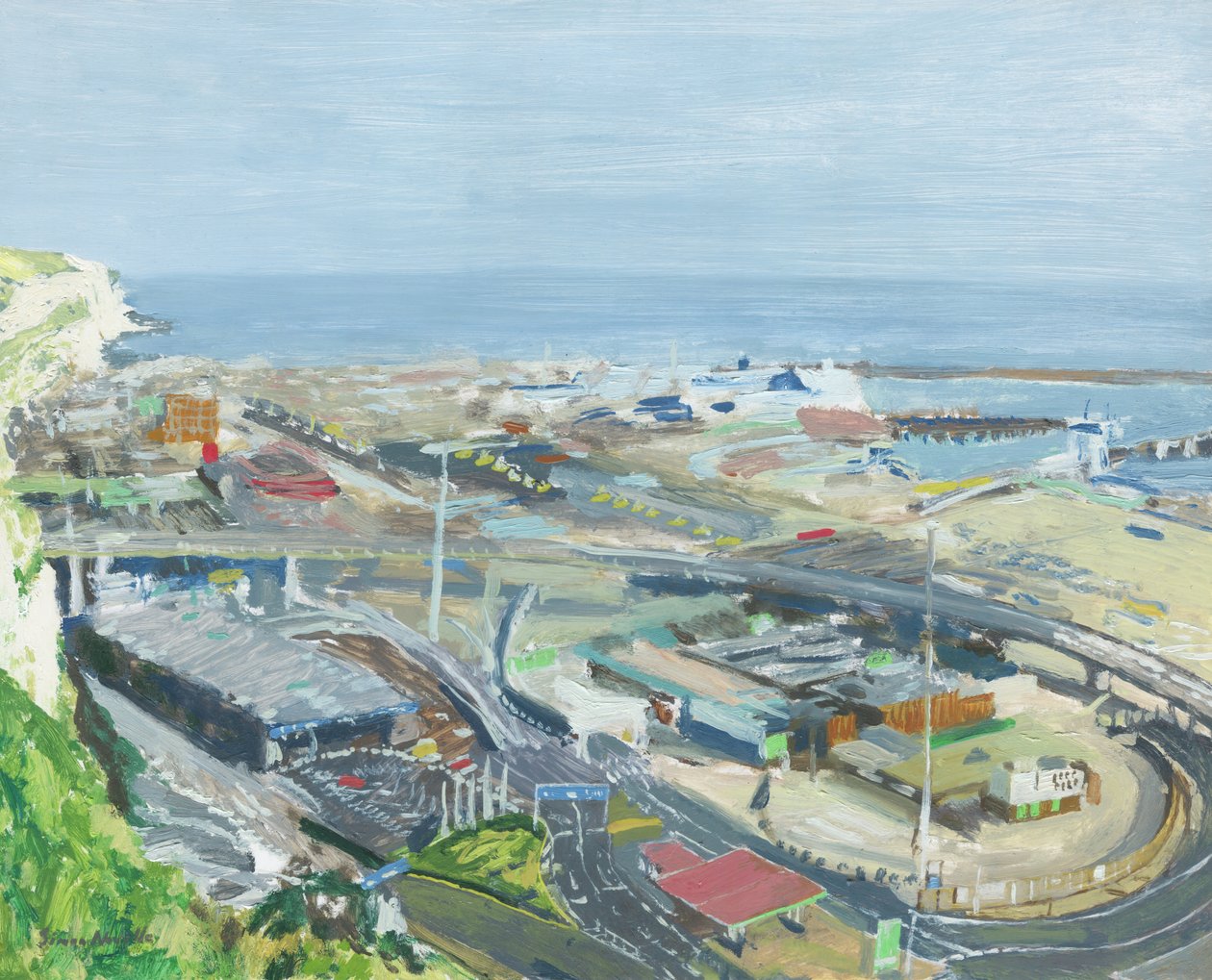 Port w Dover, 2019 (olej na panelu) autorstwa Simon Neville