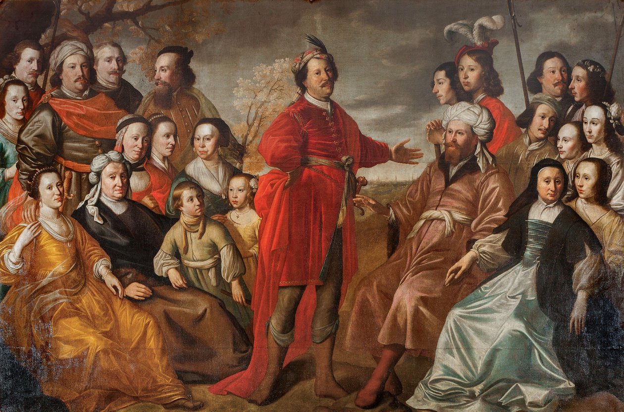 Tak zwany portret rodziny Gröning, ok. 1663 r. (olej na płótnie) autorstwa Simon Peter Tilemann