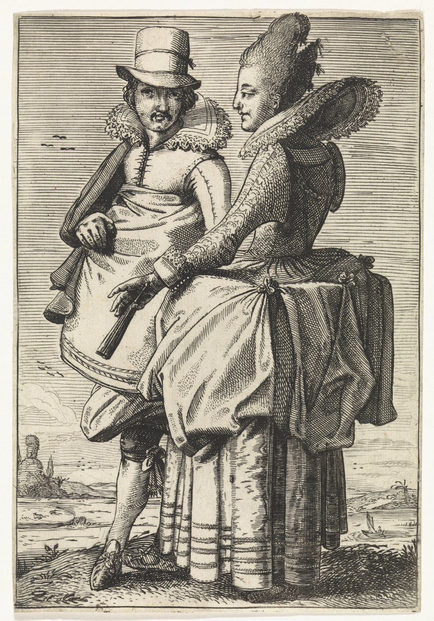 Mężczyzna i kobieta ubrani zgodnie z modą ok. 1625 r. autorstwa Simon Poelenburg (attributed to)