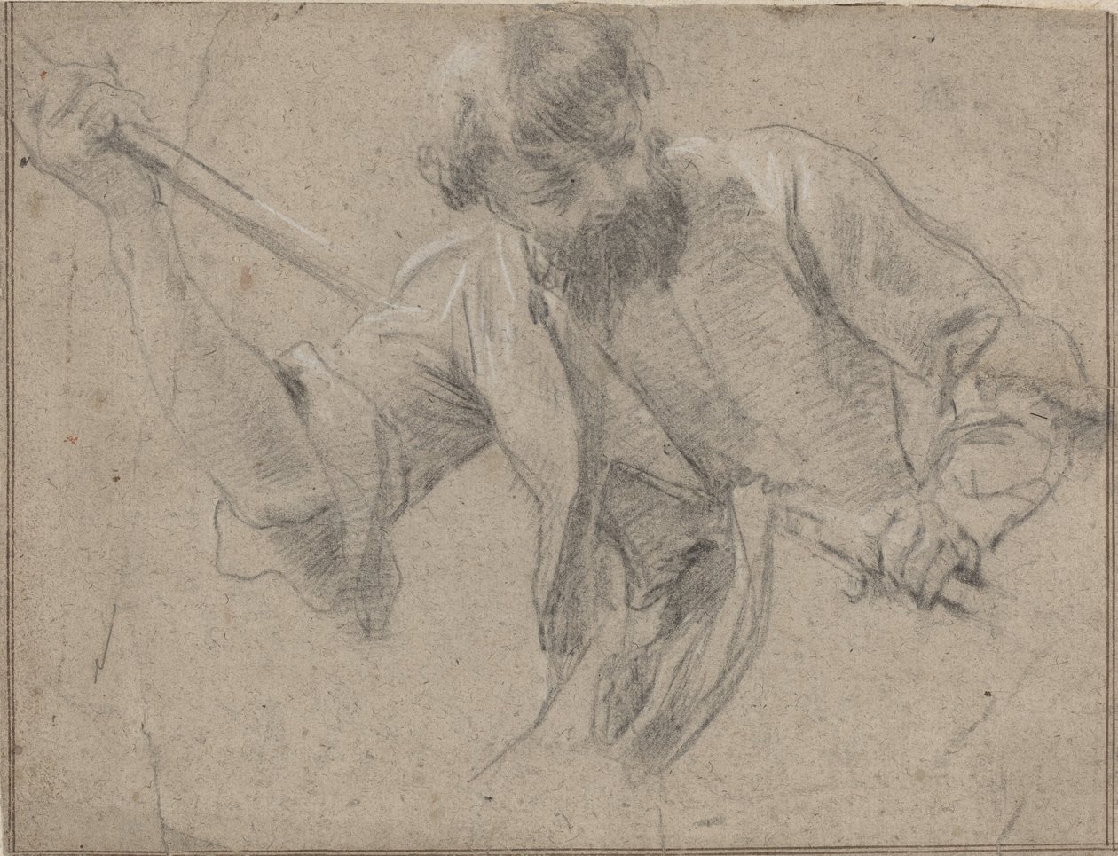 Brodaty mężczyzna z laską autorstwa Simon Vouet