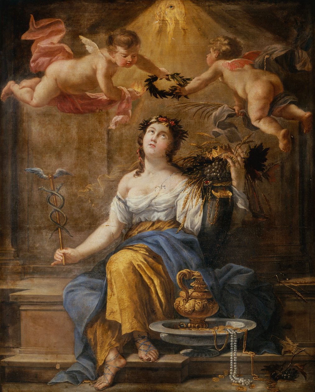 Alegoria społecznej szczęśliwości (olej na płótnie) autorstwa Simon Vouet