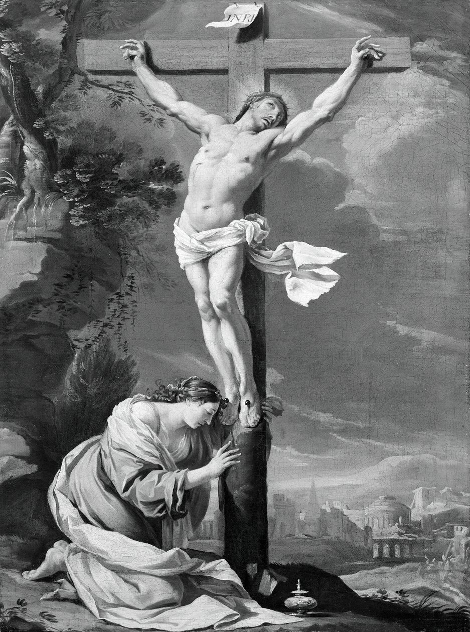 Chrystus na krzyżu z Marią Magdaleną, 164050. autorstwa Simon Vouet