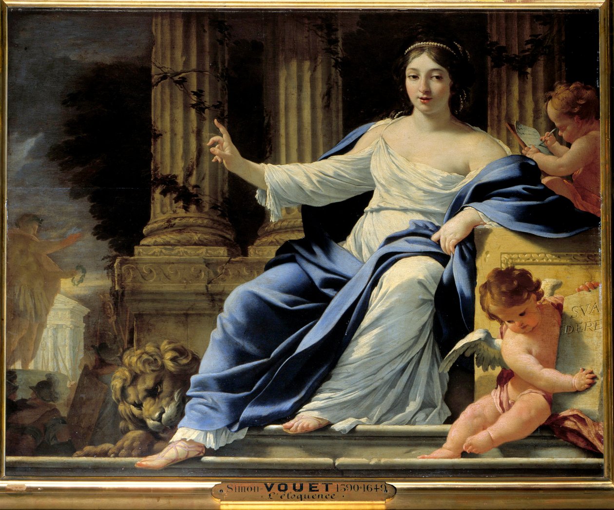 Elokwencja. Reprezentacja Polymnie, muza Eloquence. Obraz Simona Voueta (1590-1649) XVII w. Niedz. 0,81x1m² autorstwa Simon Vouet