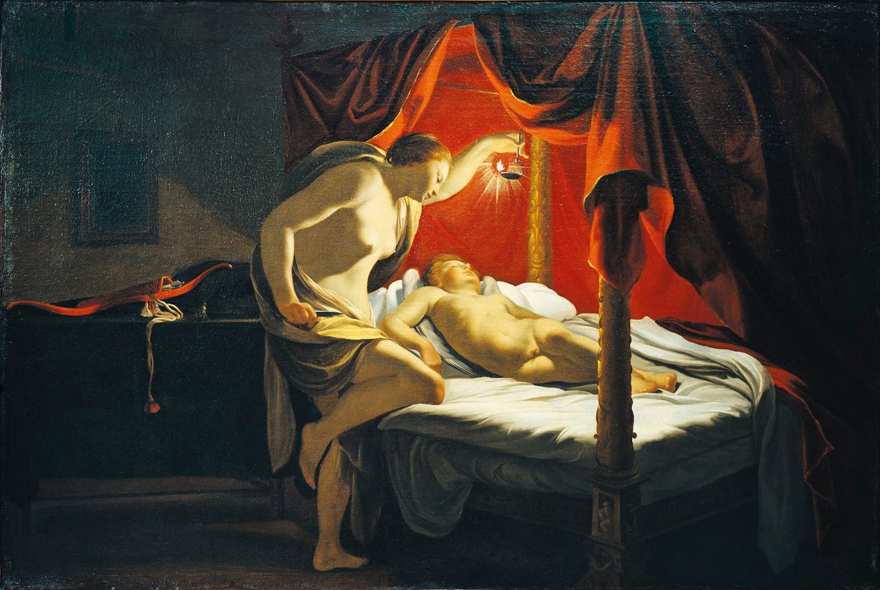 Francja, Lyon, Miłość i psychika (olej na płótnie) autorstwa Simon Vouet