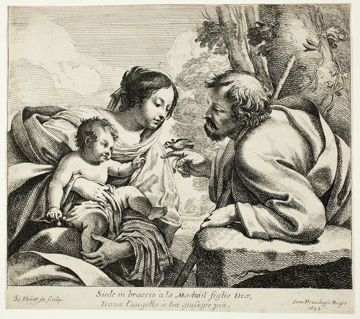 Święta Rodzina z ptakiem autorstwa Simon Vouet
