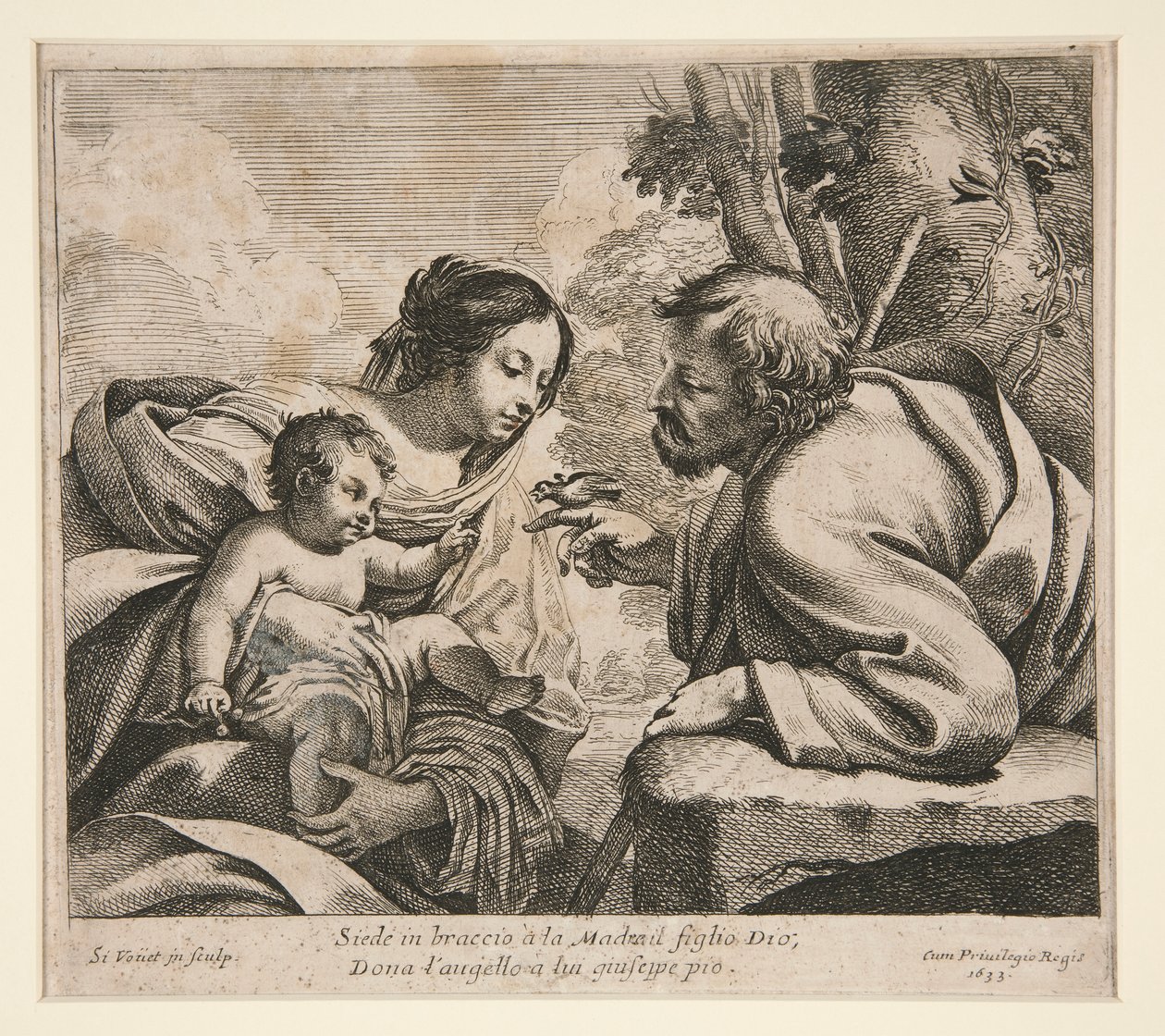 Święta Rodzina z ptakiem autorstwa Simon Vouet