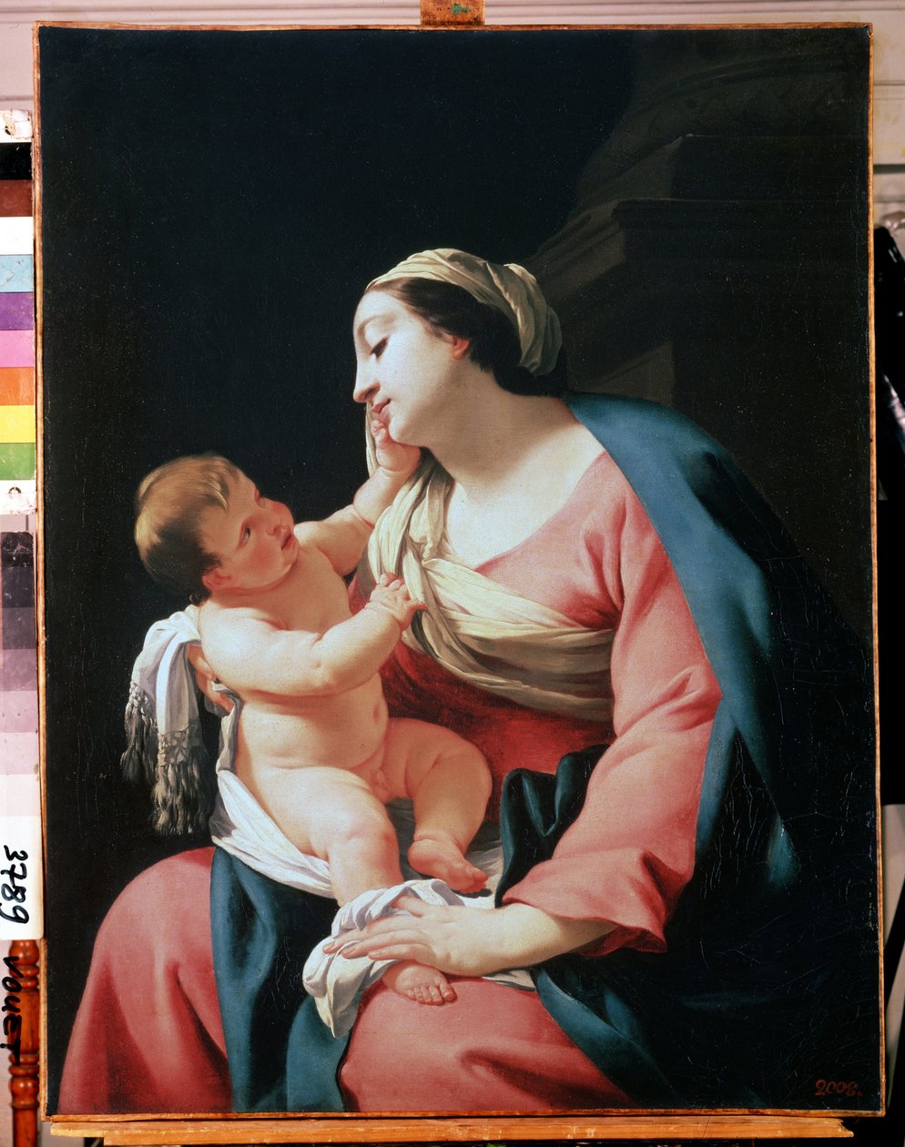Dziewica z Dzieciątkiem (Dziewica z Dzieciątkiem). Obraz Simona Voueta (1590-1649). Olej na płótnie, 99,1 x 76,5 cm, początek XVII wieku. Szkoła francuska, sztuka barokowa. Muzeum Ermitażu w Sankt Petersburgu. autorstwa Simon Vouet