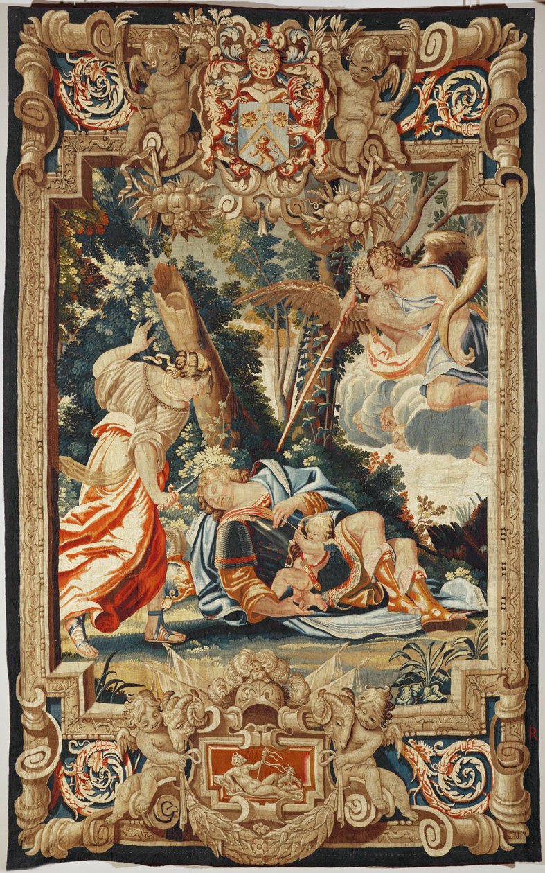 Miłość powstrzymuje Armidę przed dźgnięciem śpiącego Rinalda ... autorstwa Simon Vouet