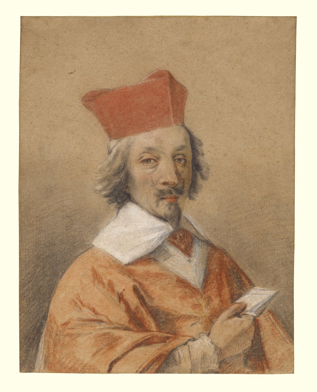 Portret Armanda-Jeana du Plessisa, kardynała de Richelieu, ok. 1632-34 (kreda na papierze) autorstwa Simon Vouet