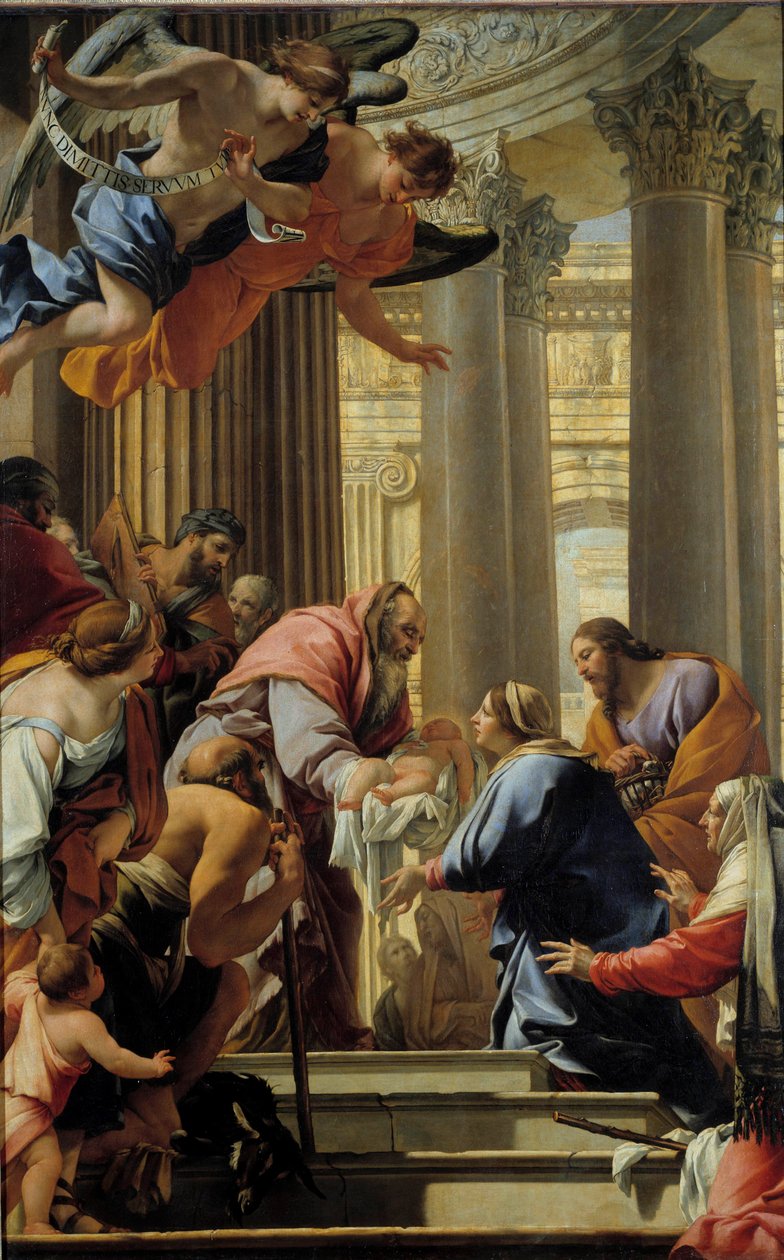 Prezentacja w świątyni Obraz Simona Voueta (1590-1649) XVII w. Niedz. 3,93x2,5m² autorstwa Simon Vouet