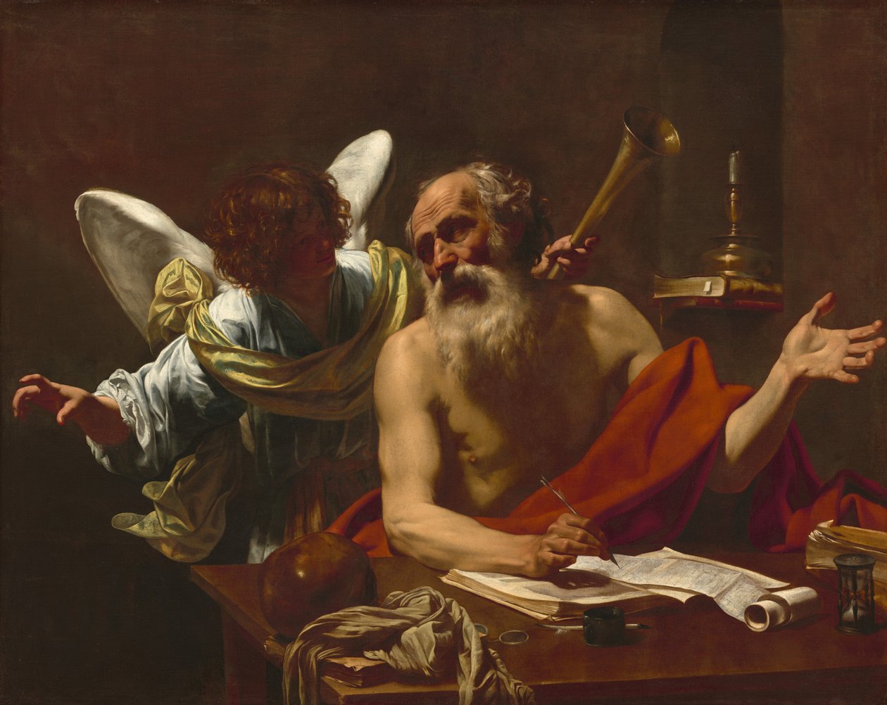 Święty Hieronim i Anioł, c. 16221625. autorstwa Simon Vouet