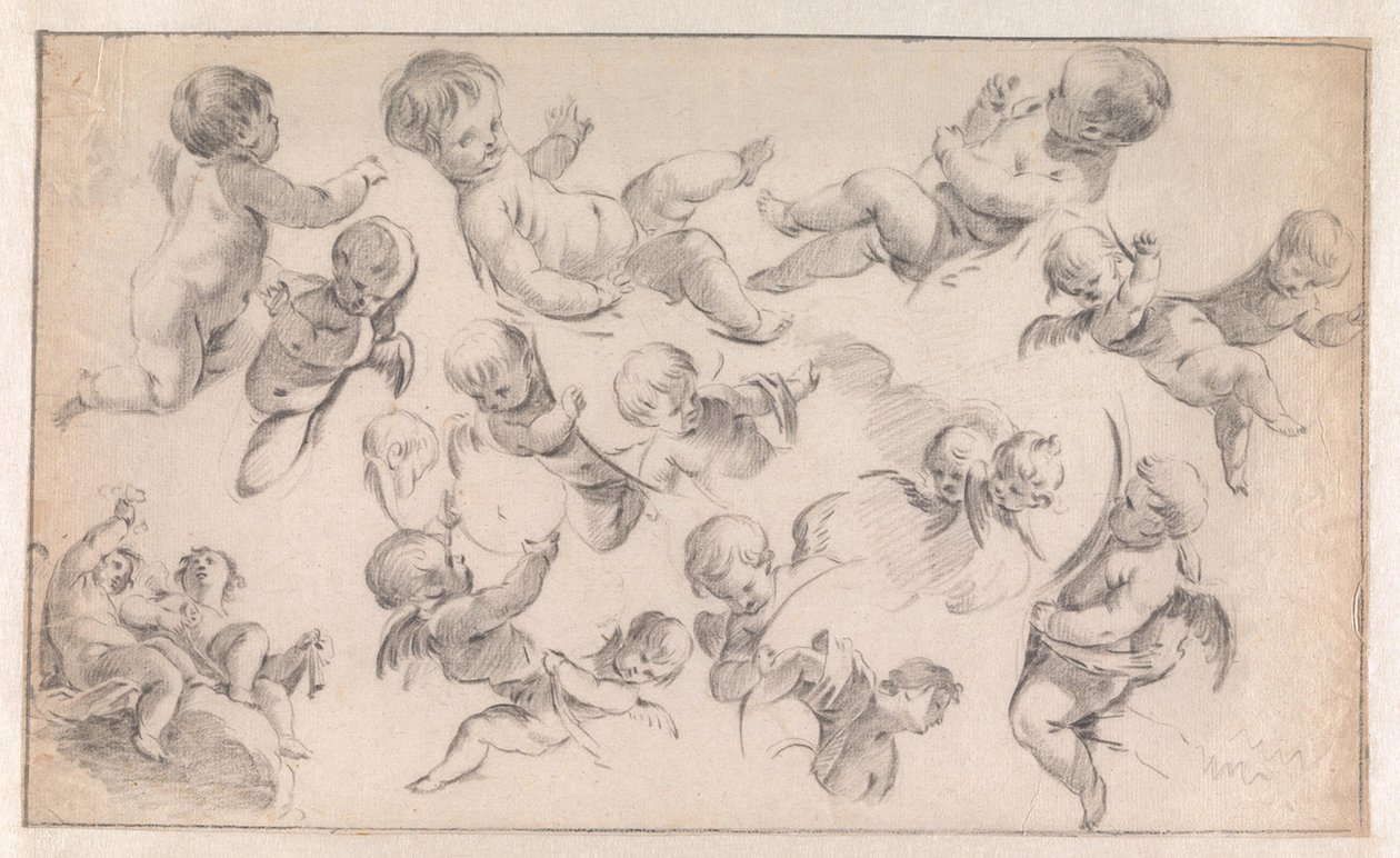 Eskiz dekoracji z puttami autorstwa Simon Vouet