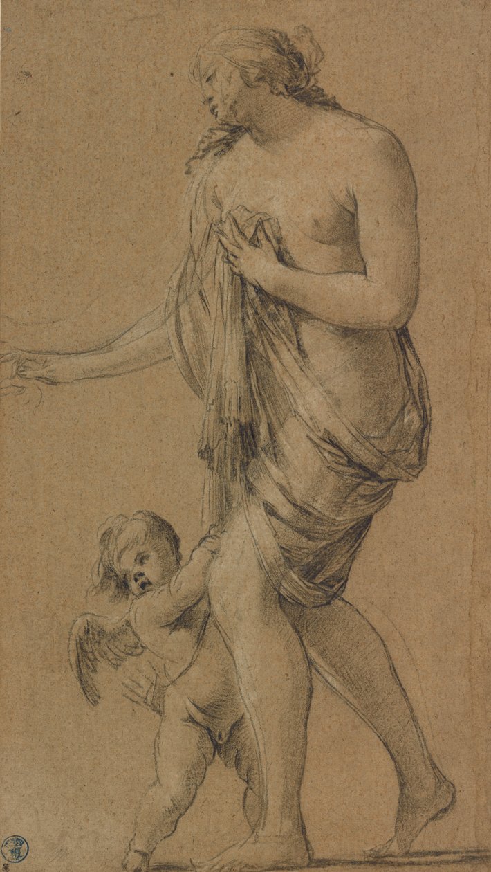 Studium postaci Wenus i Kupidyna (recto); Studium aktu męskiego (verso) autorstwa Simon Vouet
