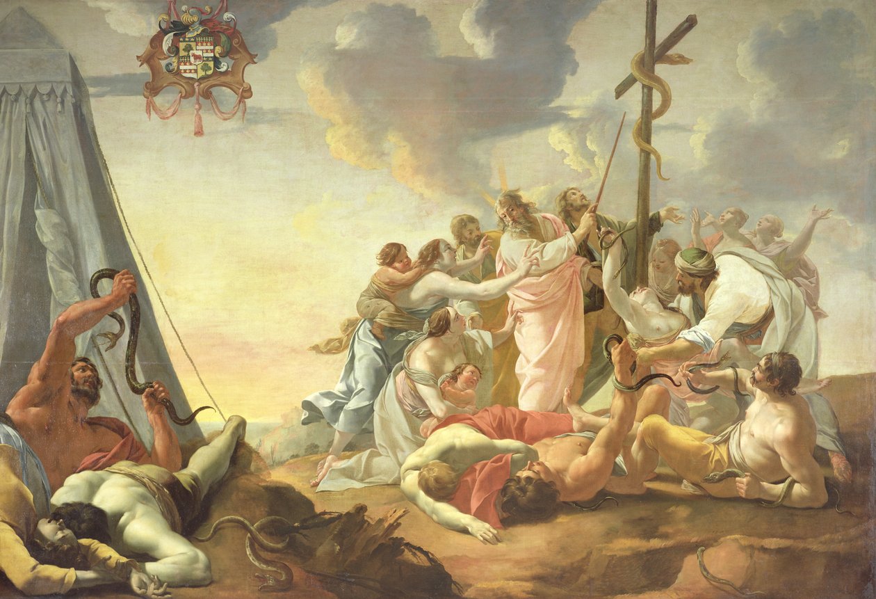 Bezczelny wąż, prawa część (olej na płótnie) autorstwa Simon Vouet