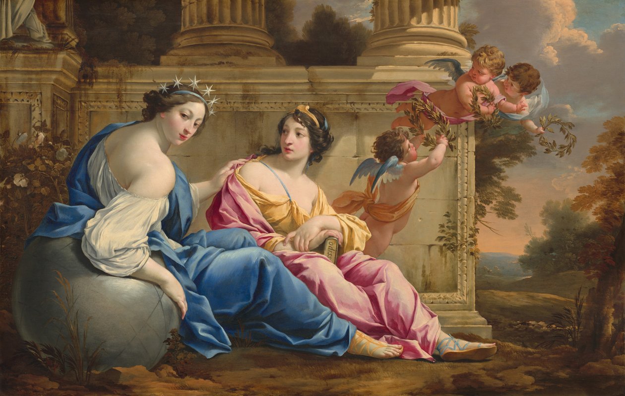 Muzy Urania i Kaliope, c. 1634 autorstwa Simon Vouet