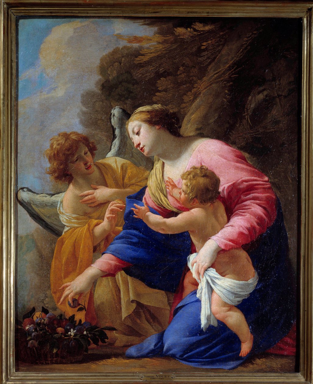 Obraz Matki Boskiej i Anioła autorstwa Simona Voueta (1590-1649) 1641 Nd. 0,77x0,62 m Muzeum Sztuk Pięknych w Caen autorstwa Simon Vouet