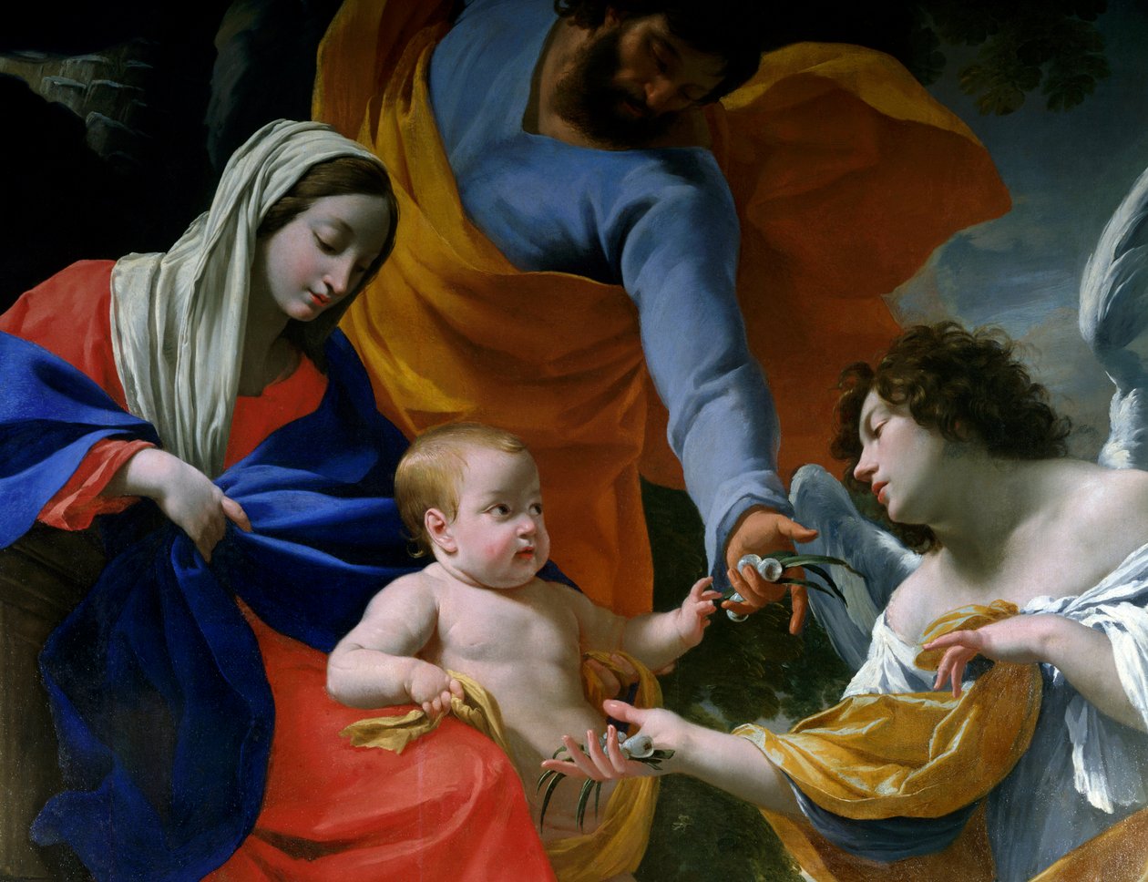 Reszta Świętej Rodziny Szczegóły. Obraz Simona Voueta (1590-1649) 1639 Grenoble, Musee des Beaux Arts autorstwa Simon Vouet
