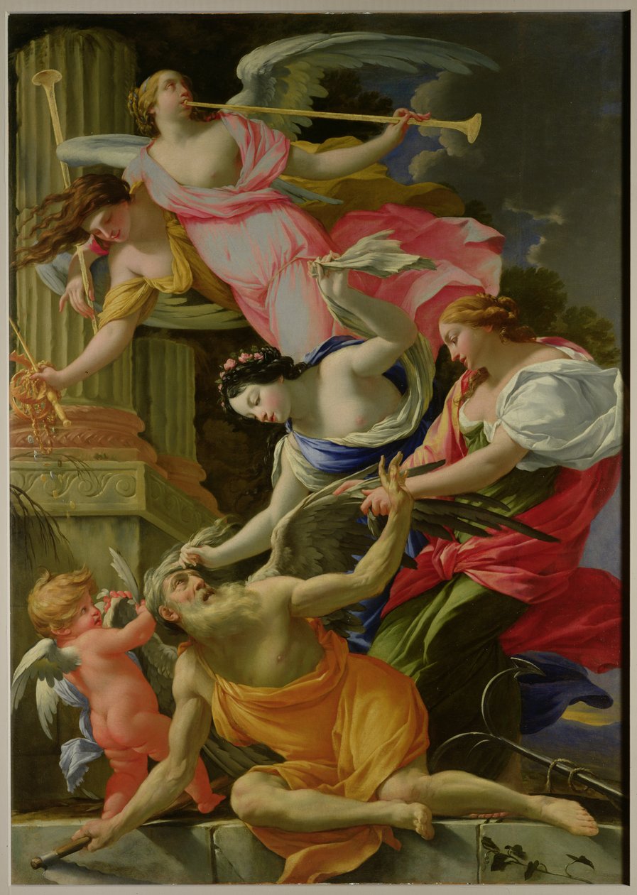 Czas zwyciężony przez miłość, Wenus i nadzieję, ok. 1645-46 autorstwa Simon Vouet