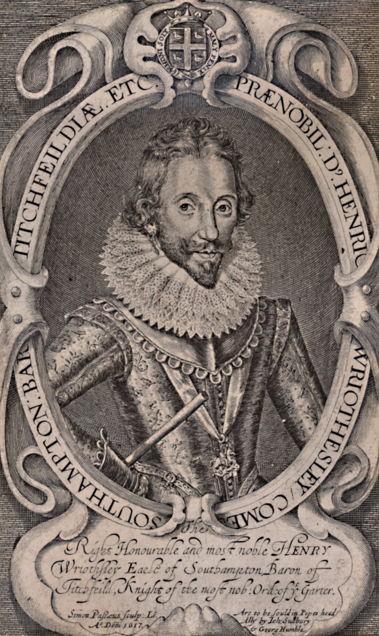 Henry Wriothesley, hrabia Southampton, patron Williama Szekspira, c1617 1894 autorstwa Simon de Passe