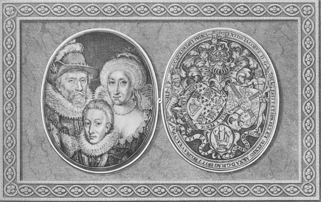 Jakub I Anna z Danii i Henryk, książę Walii, 1612, 1904 autorstwa Simon de Passe