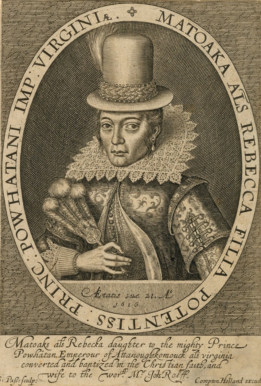 Pocahontas, 1616. autorstwa Simon de Passe