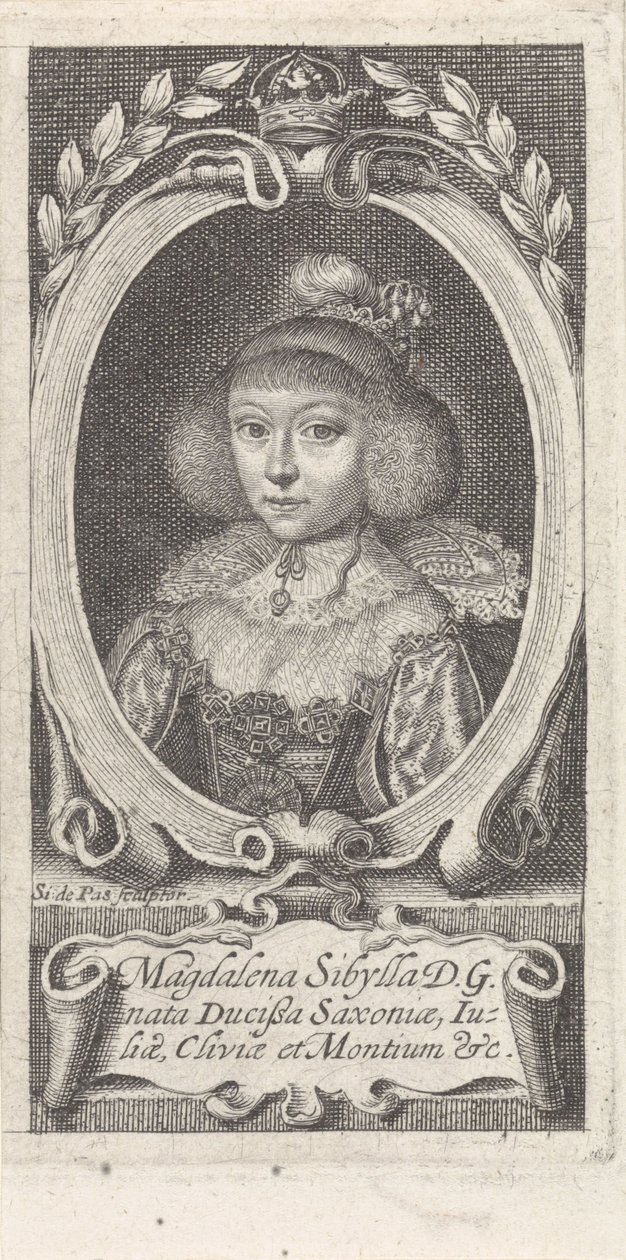 Księżniczka Magdalena Sibylle z Saksonii 1617-1668, księżna Sachsen-Altenburg, ok. 1930 r. 1647-1648. autorstwa Simon van de Passe