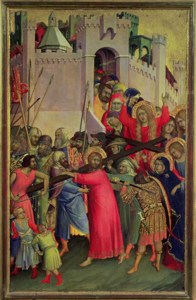 Droga do Kalwarii (tempera i złoty liść na panelu) autorstwa Simone Martini