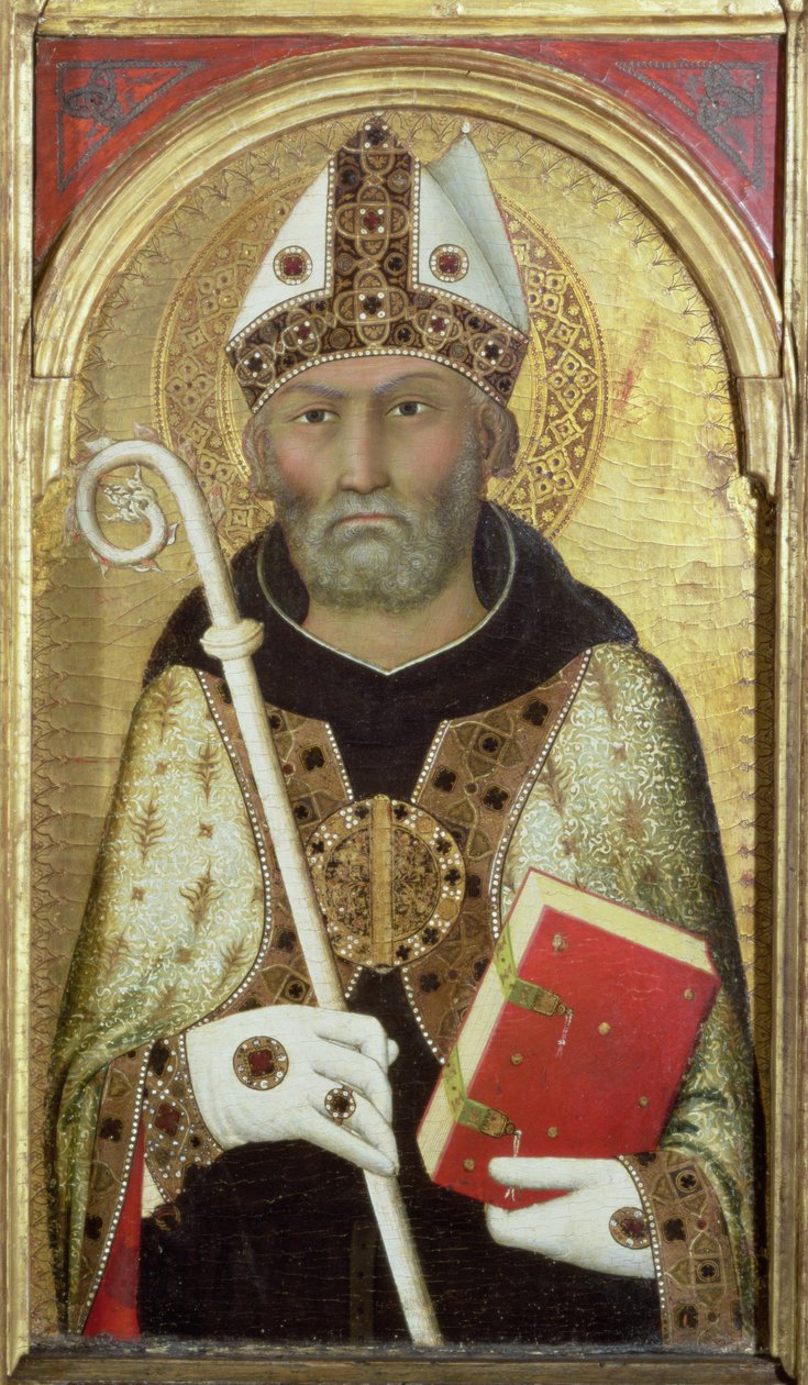 Św. Augustyn, ok. 1319 (tempera ze złotem na desce) (detal z 58835) autorstwa Simone Martini