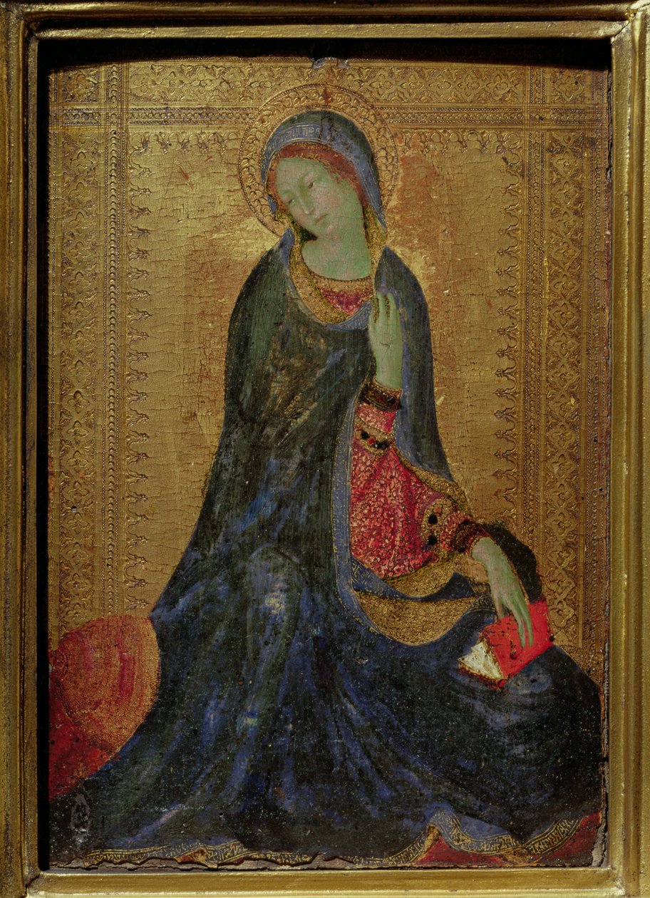 Zwiastunka Dziewicy, prawy panel dyptyku, 1340-44 (tempera na płycie) autorstwa Simone Martini