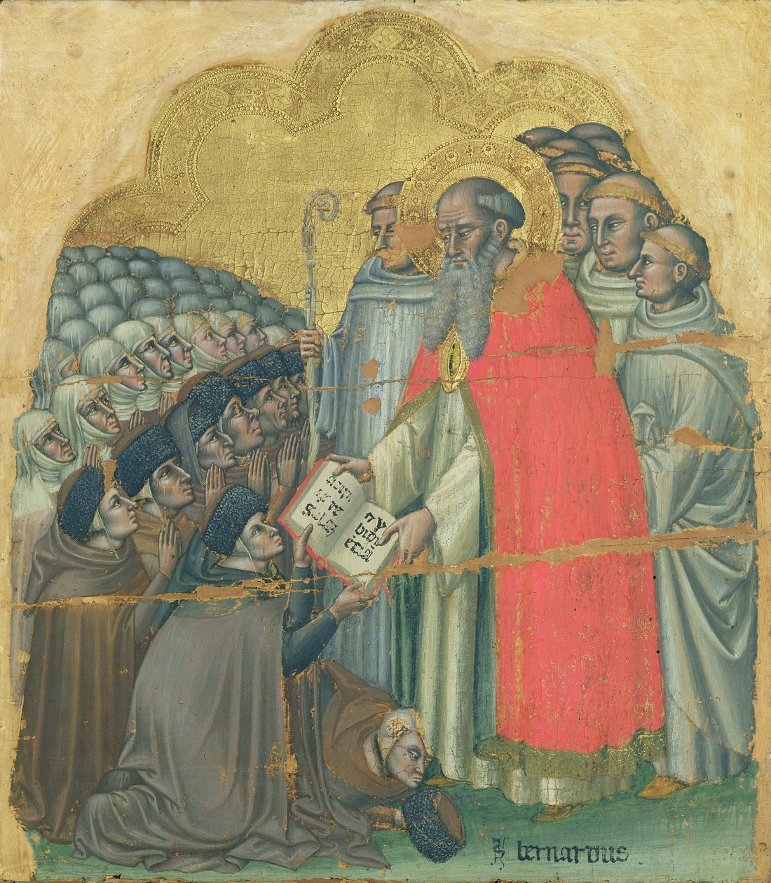 Św. Bernard Tolomeo (1272-1348) nadający Regułę swojemu Zakonowi (tempera na płótnie) autorstwa Simone dei Crocifissi