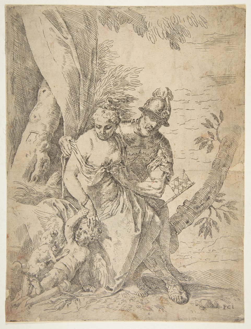 Mars, Wenus i Kupidyn, ok. 1637-1639. autorstwa Simone Cantarini