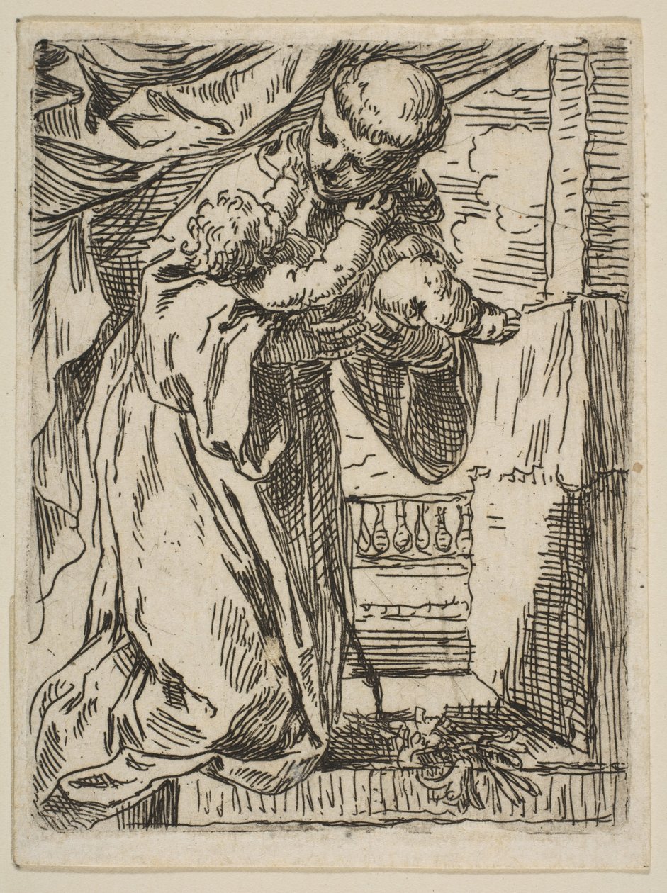 Św. Antoni Padewski trzymający Dzieciątko Jezus, ok. 1635-1636. autorstwa Simone Cantarini