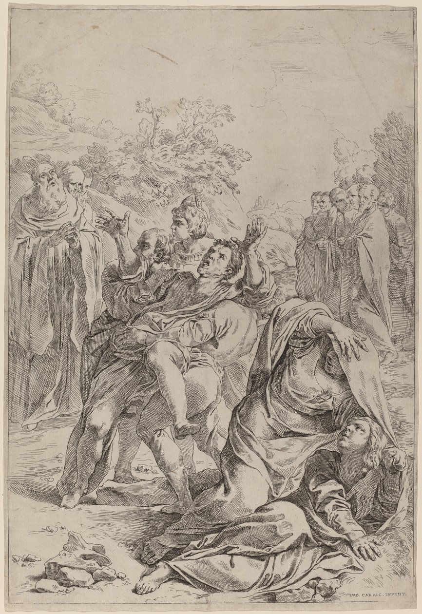 Św. Benedykt uzdrawiający opętanych autorstwa Simone Cantarini after Lodovico Carracci
