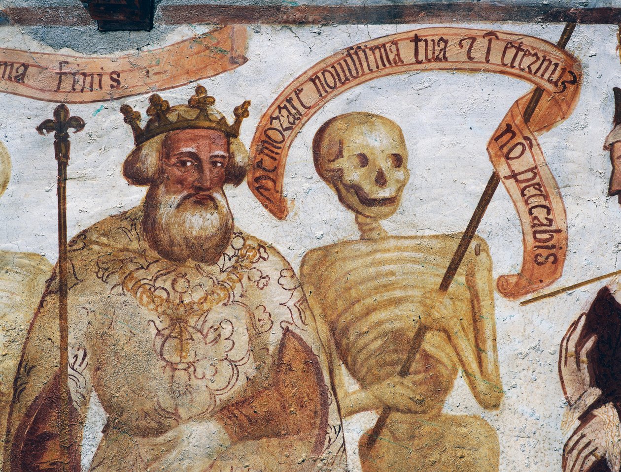 Śmierć z królem, fragment z Tańca śmierci autorstwa Simone II Baschenis