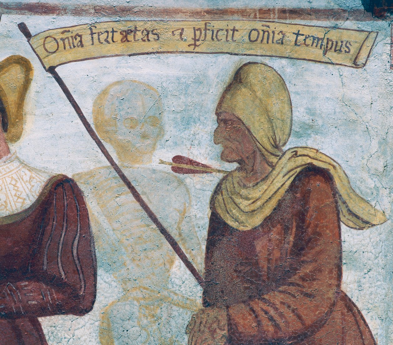 Śmierć ze starą kobietą, fragment z Tańca śmierci autorstwa Simone II Baschenis