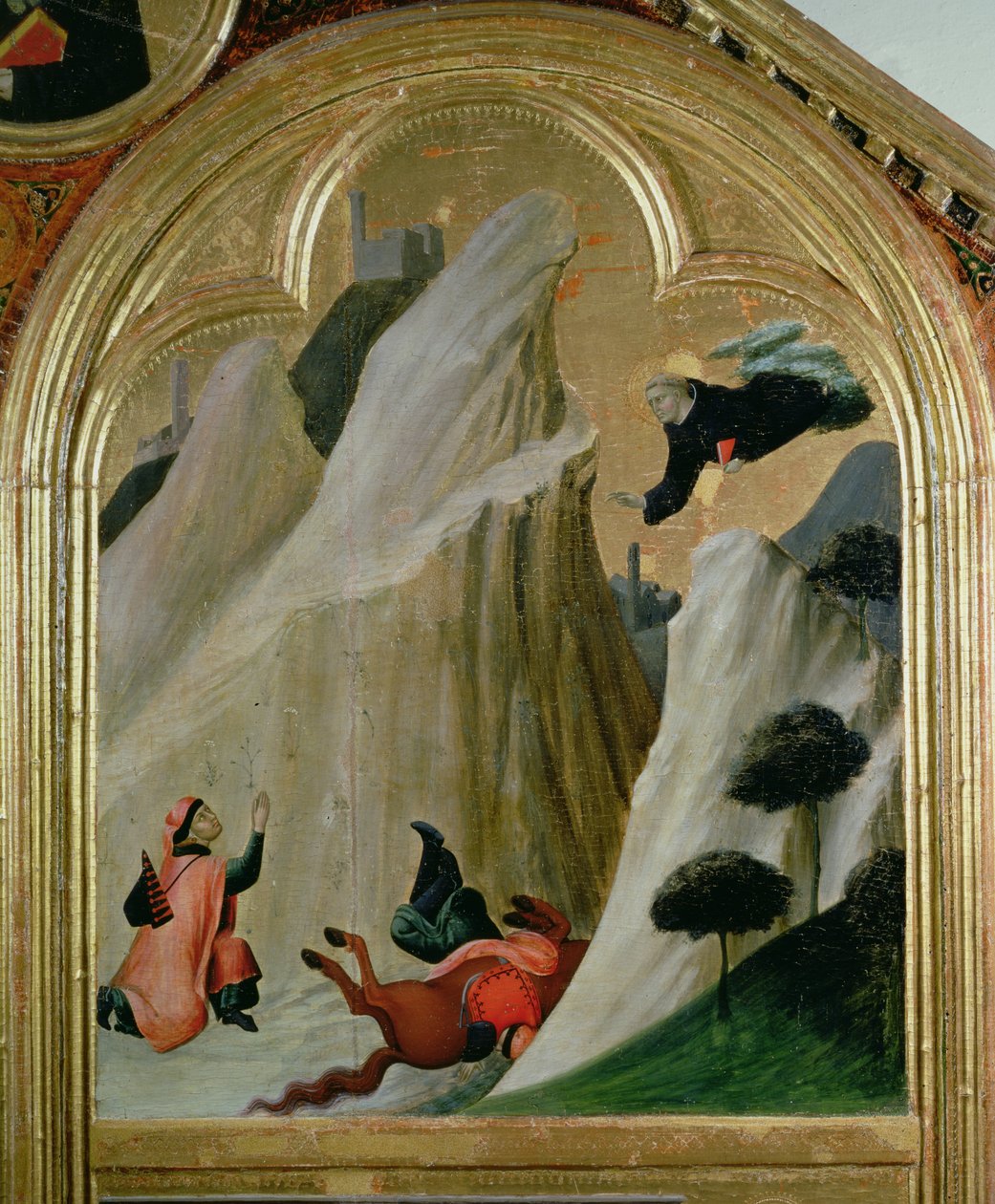 Agostino Ratowanie człowieka, który spadł z konia, z ołtarza błogosławionego Agostino Novello, c.1328 autorstwa Simone Martini