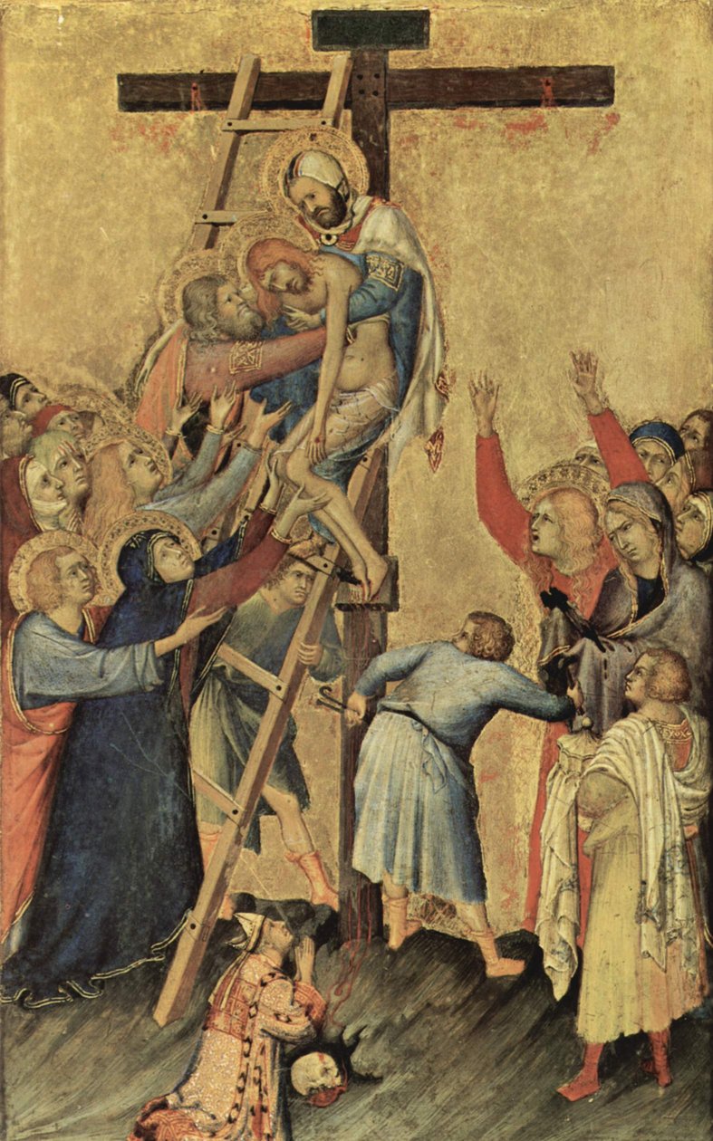 Niderlandzki: Kruisafneming Orsini Ołtarz, Scena: Zejście z krzyża autorstwa Simone Martini